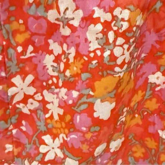Free People Orange Floral Maxi Ruffle Skirt Large - Picture 8 of 12